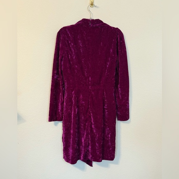 Shoshanna Caroline Purple Velvet Long Sleeve Wrap Mini Dress- Size 4 - Picture 9 of 11